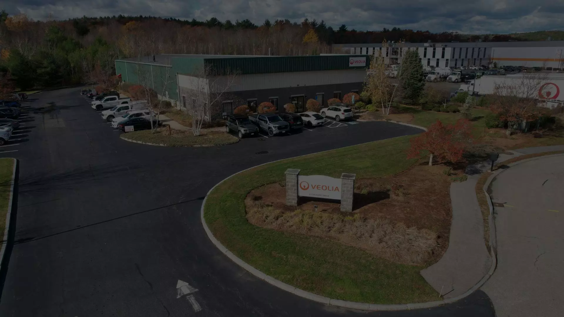 Veolia's Sutton, MA household hazardous waste processing facility is seen from an aerial view